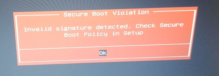 secure boot violation